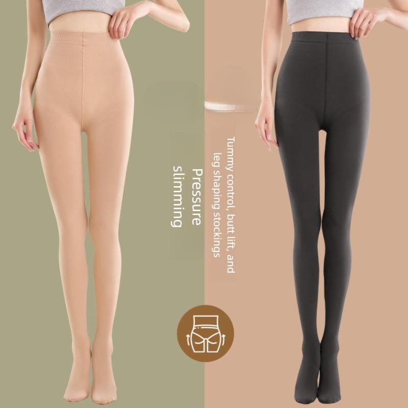 Gray Pantyhose For Women, Autumn And Winter, New High-Waisted Tummy Control Slimming Pressure Leggings