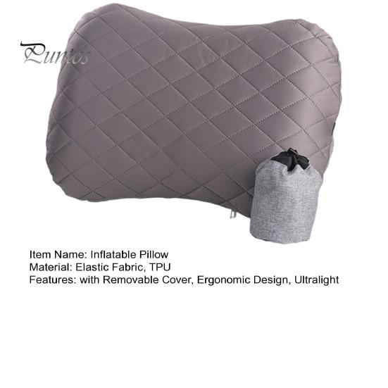 Outdoor Travel Inflatable Pillow with Removable Washable Cover Ergonomic Ultralight Camping Backpacking Hiking Neck Lumbar Support Sleeping Head