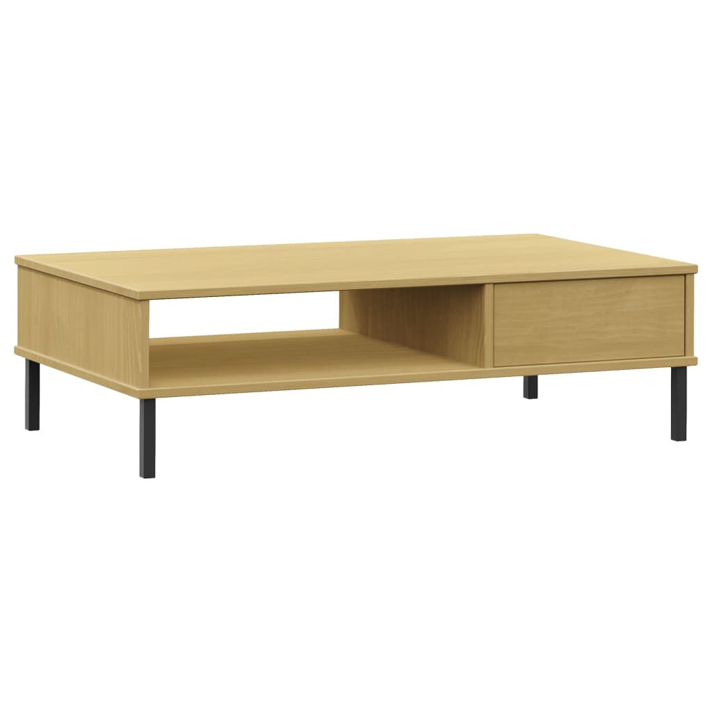 Vidaxl Oslo Coffee Table, Metal Legs, Brown, Pine Wood