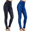 Women's Faux Denim Leggings High Waist Side Print Hip,Lifting Cropped Pants