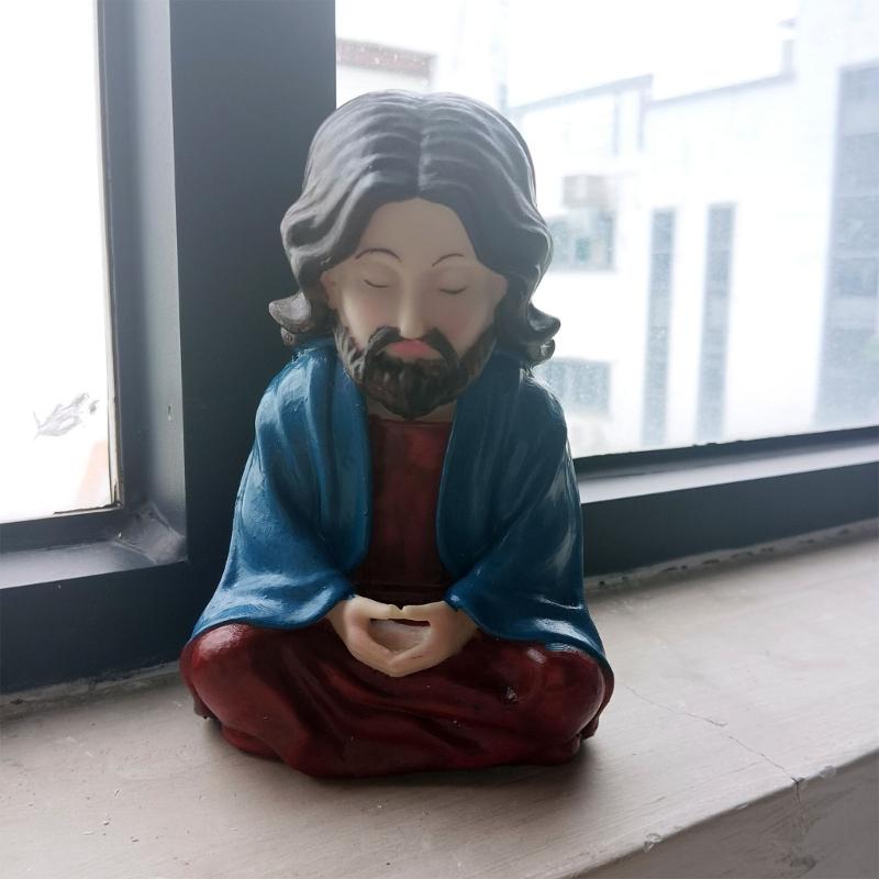 Resin Jesuses Statue for Home Decors Meditations Statue Decors Jesuses Figurines Ornament for Christmas Party Dercorations