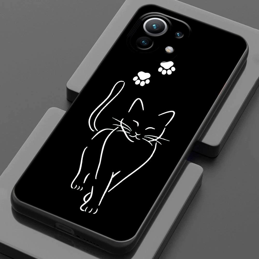 Black Cats Hello For Xiaomi 15 Ultra 11T 12T 13T 14T Pro 11Lite Phone Case Mi POCO X7 M7 F7 Pro F5 F6 M6 X3 X5 X6 Cover Cute Cat