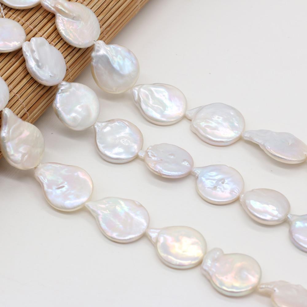 1String, Irregular Baroque Pearls, White Natural Freshwater Pearl Beads, 16×22–17×25 mm, for DIY Necklace Bracelet Accessories, Jewelry Making, 36cm