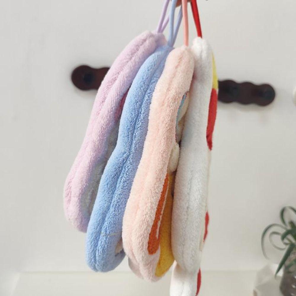 New Coral Fleece Puppy Hand Towel Absorbent Soft Touch Hanging Hand Towel Cartoon Hand Towel Bathroom Use