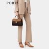 PORTS Women's Camel Herringbone Wool Blend Casual Trousers