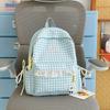 Schoolbag Korean fresh plaid corrugated backpack girl heart lace small schoolbag girls junior high school students female commuter bag