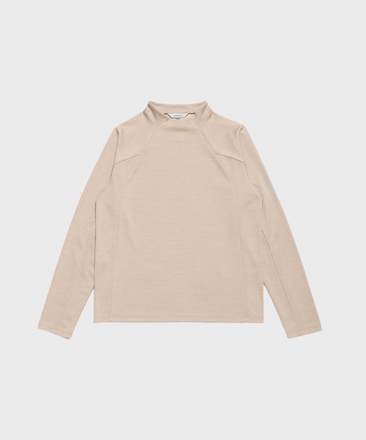 Merrell [Men] Hike Mock Neck Long Sleeve T-Shirt Light Beige Light Beige/95