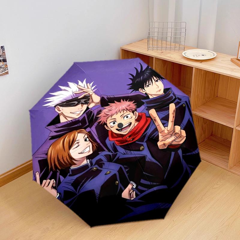 1PC Jujutsu Kaisen Characters Automatic Umbrella - Suitable Travel Outdoor Portable Umbrella Birthday Gift Daily Essentials