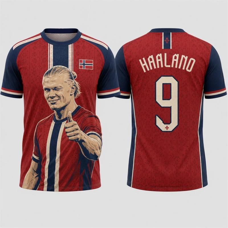 Børn 2026 Haaland Mindesmærke Fodboldtrøje Atletiske Fodbold Kortærmede T-shirts