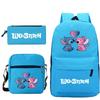 3 Piece School Backpack Set for Students Large Capacity Oxford Cloth Schoolbag with Shoulder Strap and Pencil Case