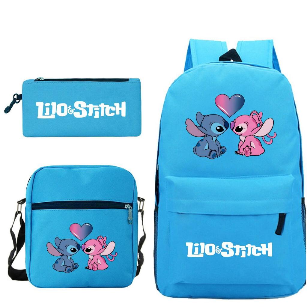 3 Piece School Backpack Set for Students Large Capacity Oxford Cloth Schoolbag with Shoulder Strap and Pencil Case