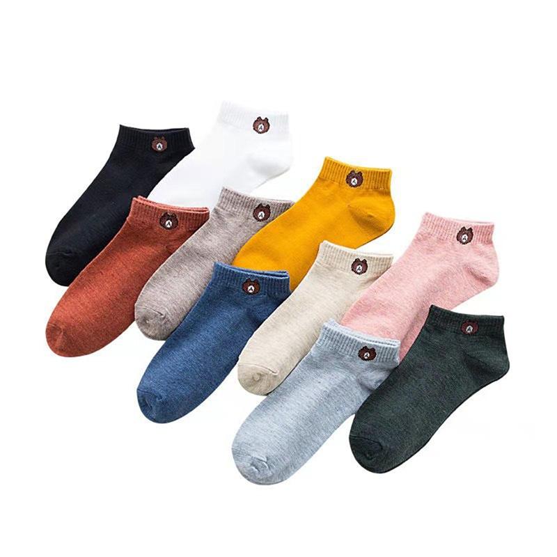 5/10 Pairs Winter Women Socks Bear Breathable Keep Warm Floor Anti-Skid Socks