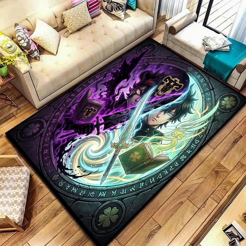Black Clover Carpet Rug For Living Room Bedroom Home Sofa Decoration Kids Play Nonslip Floor Mat