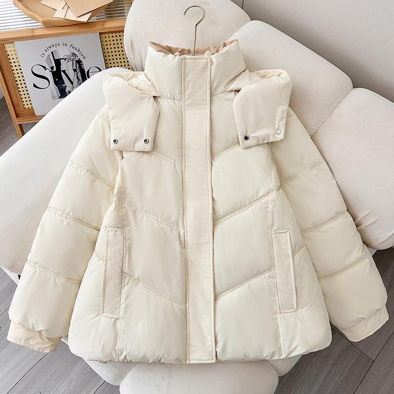 Down cotton jacket women's short 2025 autumn/winter new loose padded jacket hooded cotton jacket thickened jacket