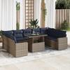 VidaXL Garden Furniture Set with Cushions 10 Pcs Grey Braided Resin Acacia, Outdoor Sofa Set, Garden Lounge 3326382