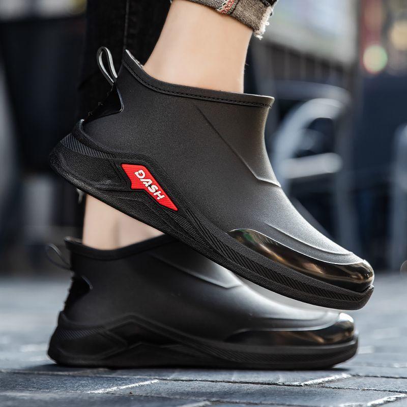 Men's Short PVC Outdoor Rain Boot Waterproof Durable Non-Slip Fishing Work Shoe for Men