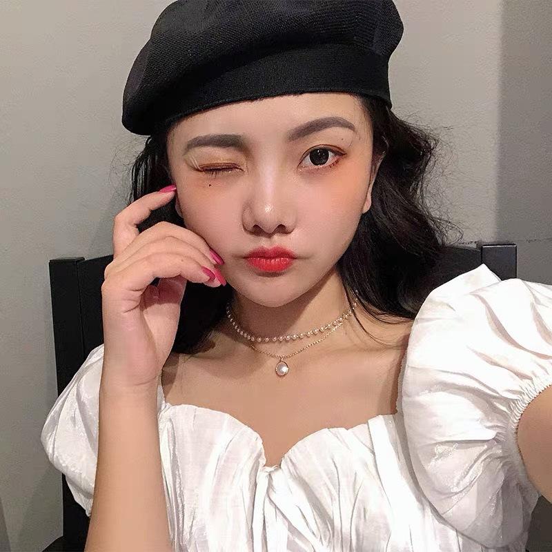Choker light luxury niche retro ins premium double pearl necklace female tide collarbone chain neck strap neck chain
