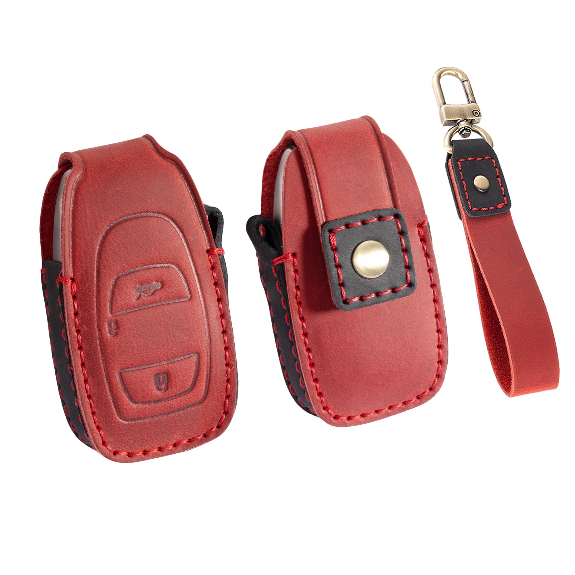 

[PIMOHI] Кожаный чехол для ключей Subaru, Натуральная кожа, Чехол для ключей Crosstrek Forester, Кожаный чехол для ключей Revogue Impreza, Брелок для ключей, Легкий, красный красный