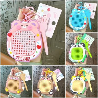 Cartoon Bear Keychain Panda with Steel Ball Bag Charm Drawing Board Pendant Gift