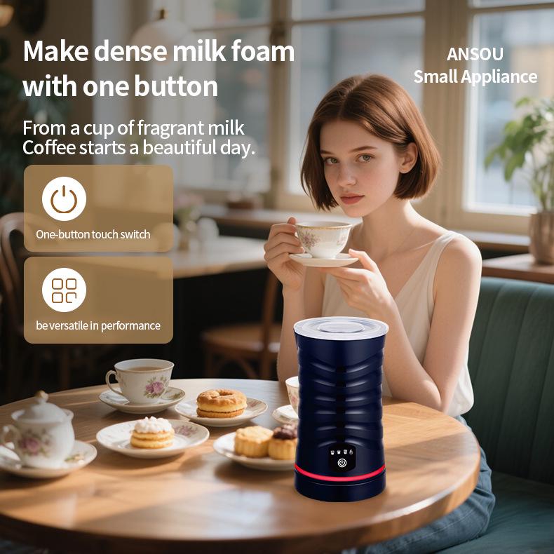 Magnetic Levitation Milk Frother with Temperature Display, 4-in-1 Hot/Cold Automatic Frother