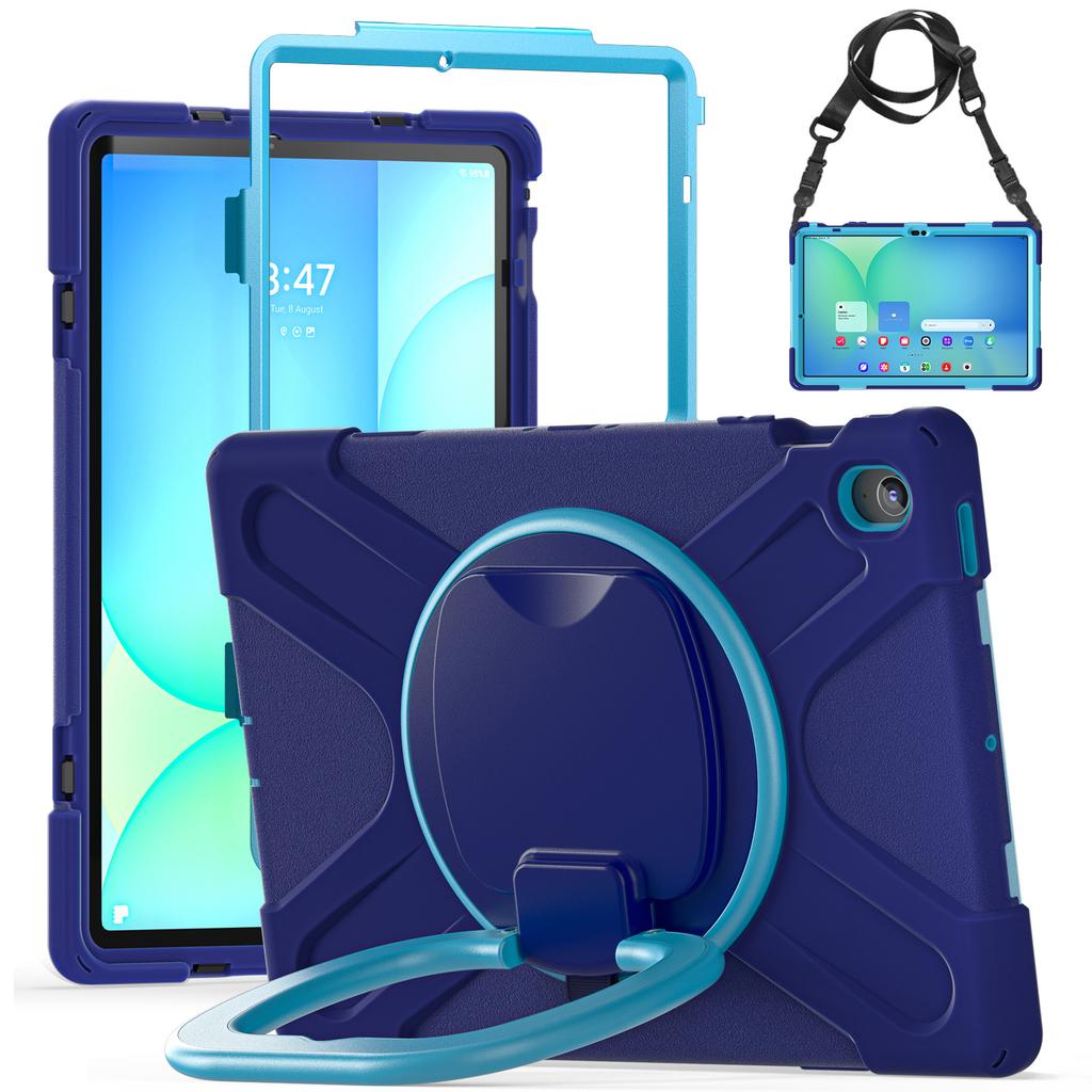 Tablet Case with Shoulder Strap for Samsung Galaxy Tab S10 FE+ SM-X620/SM-X626B TPU + PC + Silicone Kickstand Cover