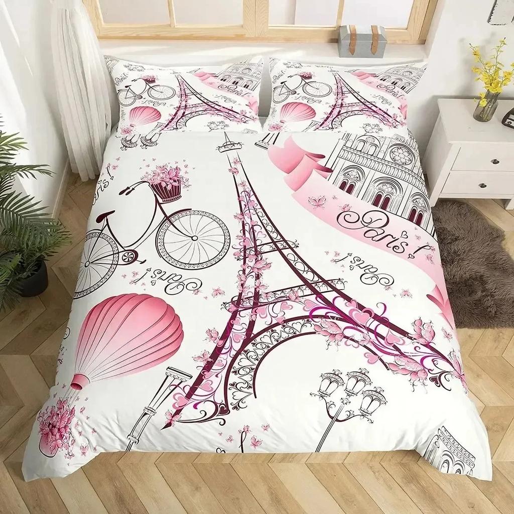 Luxury New 3D Print Eiffel Tower Bedding Set Single Twin Double Queen King Cal King Size Bed Linen Set