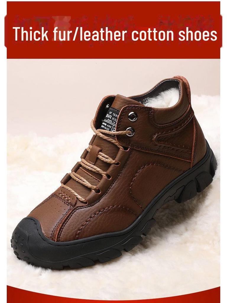 Herre Høye Vanntette Bomullssneakers med Varmt Fløyelsfôr for Vinter Utendørsbruk