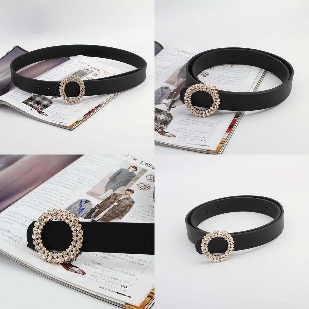 Waist Round Buckle Belt Womens Imitation Leather Material