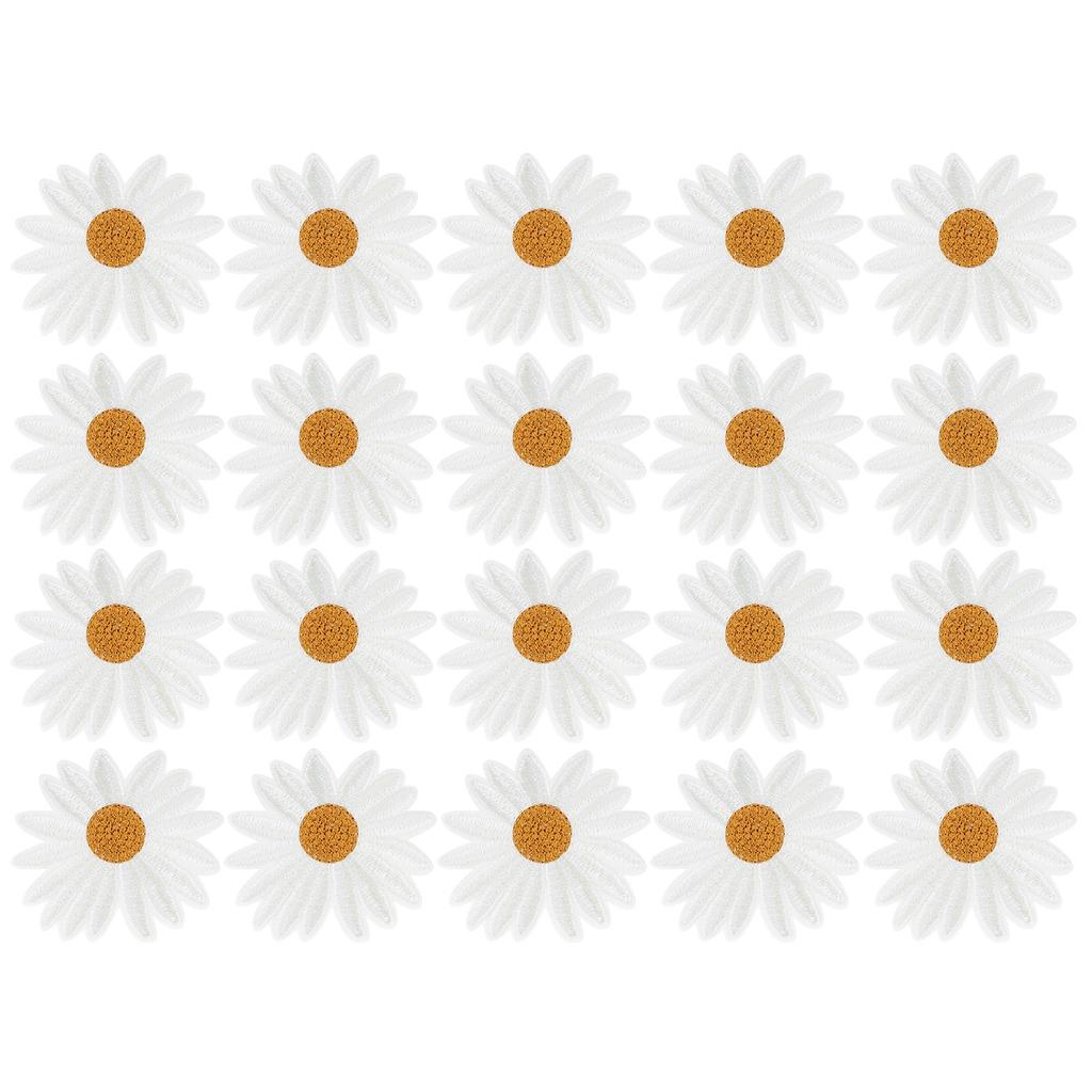 20pcs Daisy Flower Patch Decorative Clothing Sticker DIY Appliques IronOn Garment Accessory
