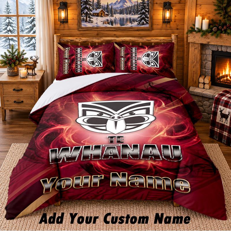 Wigan Warriors Pattern Bedding 3Pcs Set Custom Name, Bed Sheet And Pillowcases For Home Bedroom