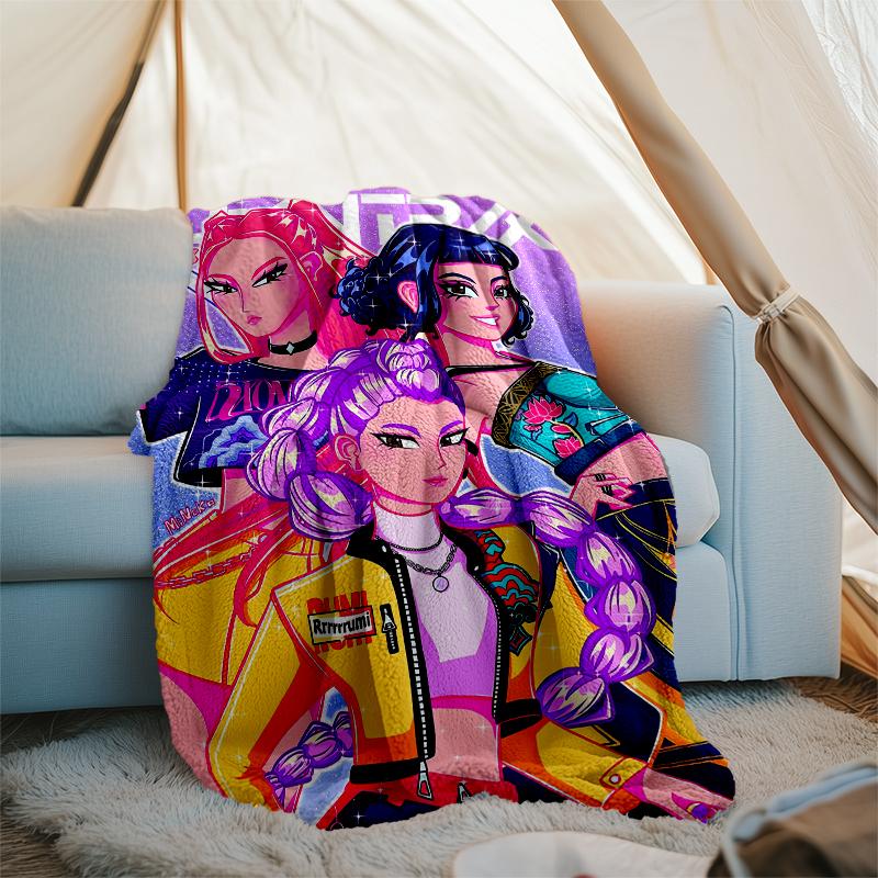 Coperta stampata a tema Cacciatori di Demoni KPop - Perfetta per divano, letto, viaggi e uso all'aperto | Lavabile in lavatrice, accogliente e resistente.