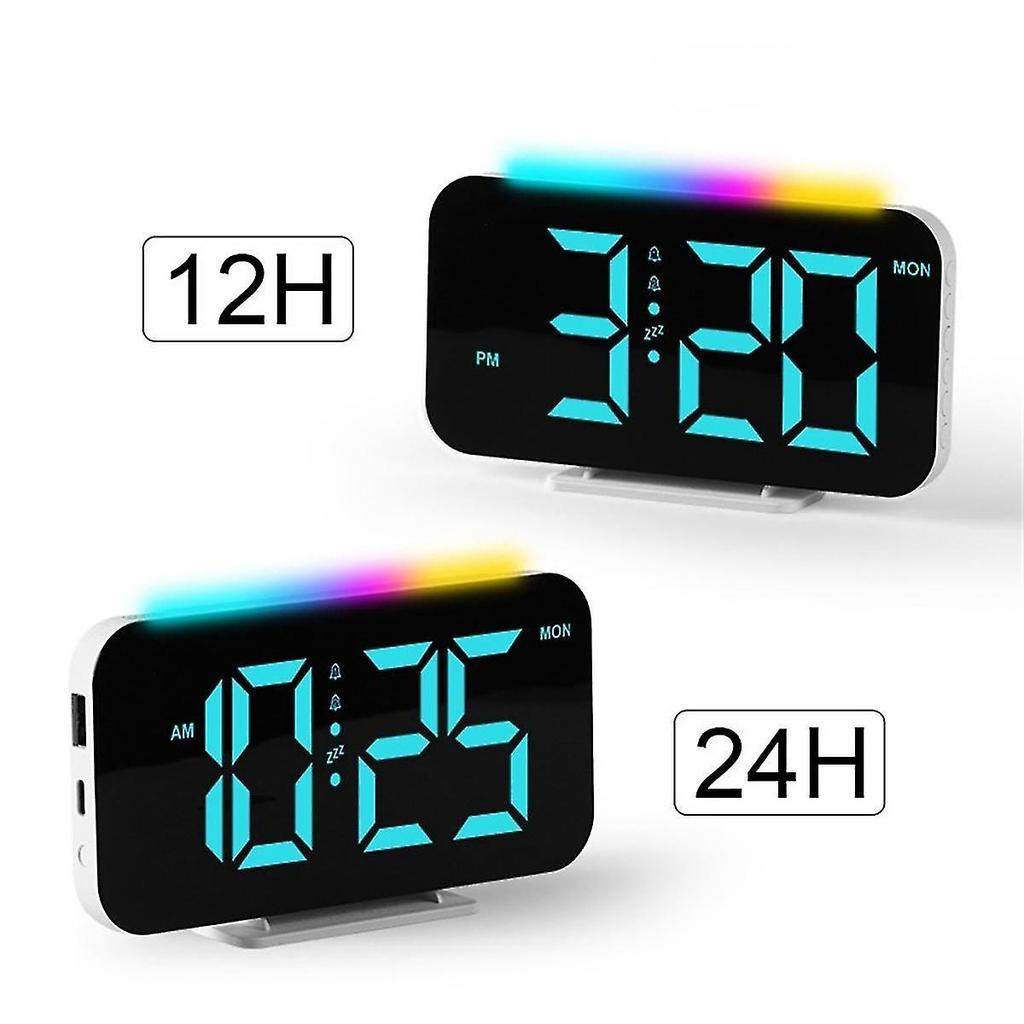 LED digital clock RGB display alarm clock with atmosphere light night light electronic LED time disp