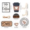 Coffee Bar Tiered Tray Decoration Wooden Coffee Sign Mini Coffee Cup Rustic Table Centerpieces for Farmhouse Kitchen