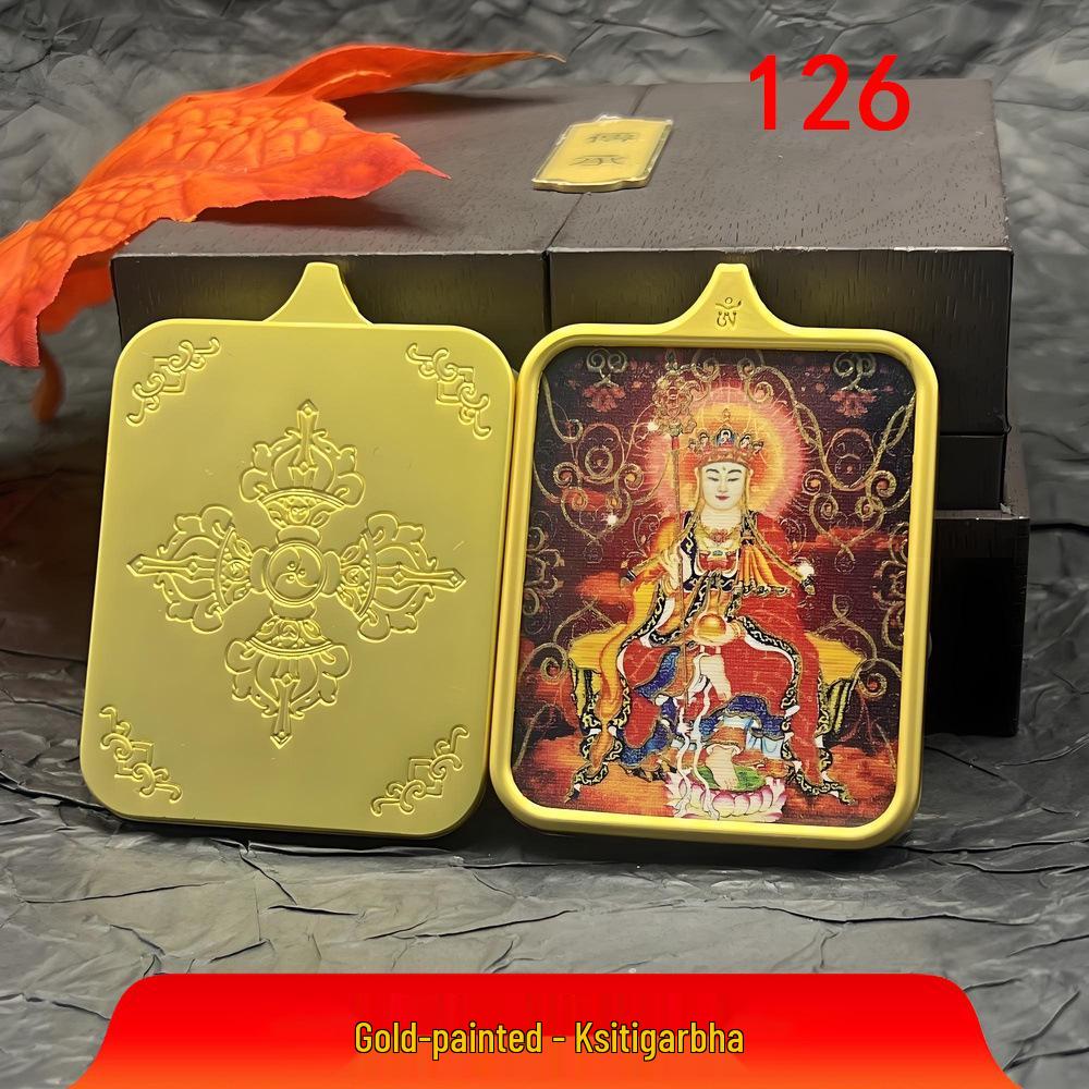 Jiuhuashan Cinnabar Ksitigarbha Thangka Pendant Necklace