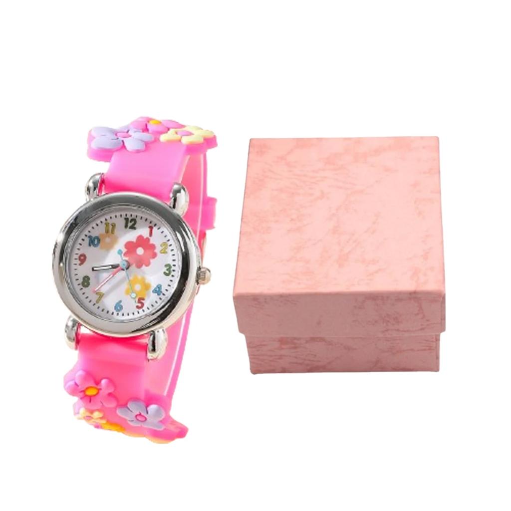 New CHILDREN'S Watch Can Love 3D Pattern Rainbow Flowers CHILDREN'S Quartz Watch Plastic Strap