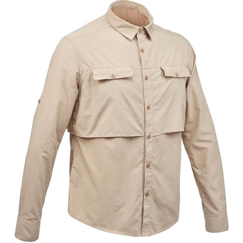 

DECATHLON DESERT 900 Однотонная Повседневная Удобная Рубашка с Длинным Рукавом Мужская Бежевая L бежевый