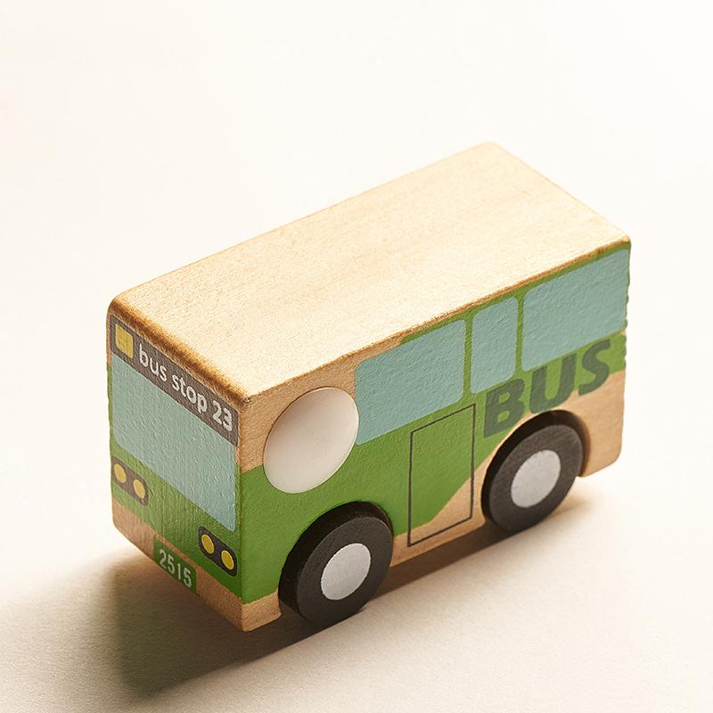 Kids Mini Wooden Cars Truck Aircraft Model Toy Montessori Wooden Education Colorful Vehicle Toys Simulation Cars Decoration Gift
