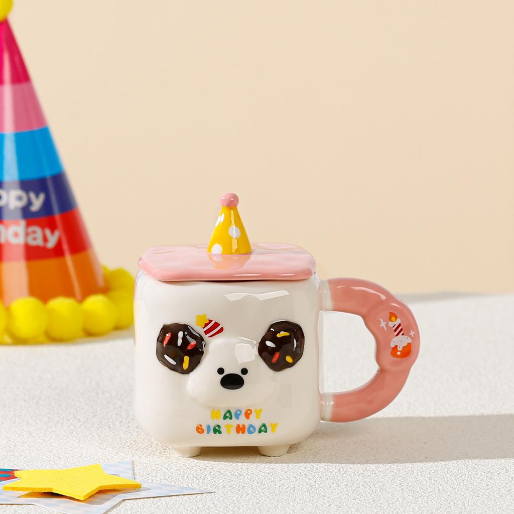 Birthday Gift for Girls Cartoon Puppy Small Gift with Lid Ceramic Cup High Temperature Resistance Cute Mug Set Cup