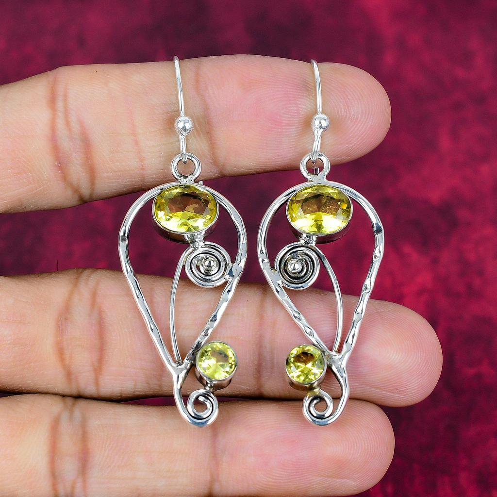 Citrine Earrings, 925 Solid Sterling Silver Gemstone Jewelry, Handmade Earrings, For Thanksgiving