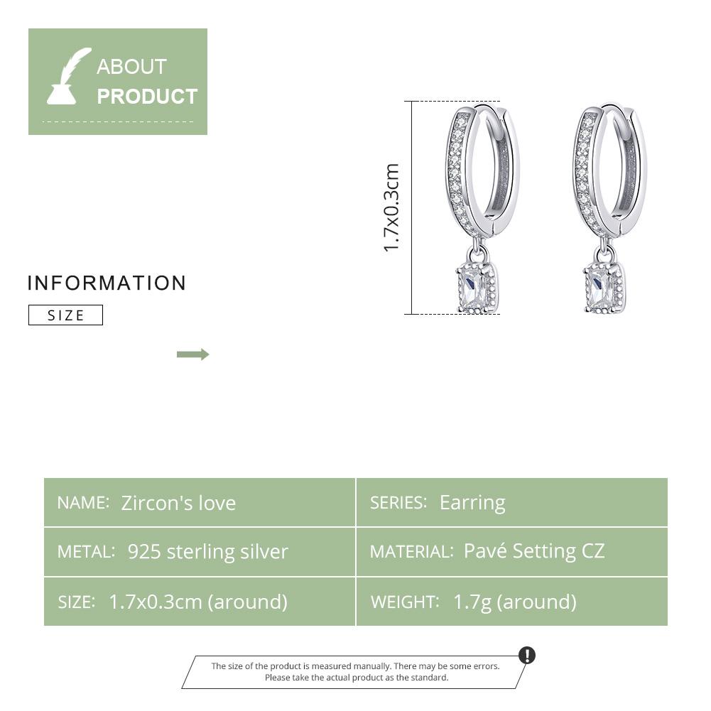 WOSTU Hot Sale 100% 925 Sterling Silver Circle Dangle Clear Zircon Earrings For Women Korean Style Wedding Fine Jewelry CTE157