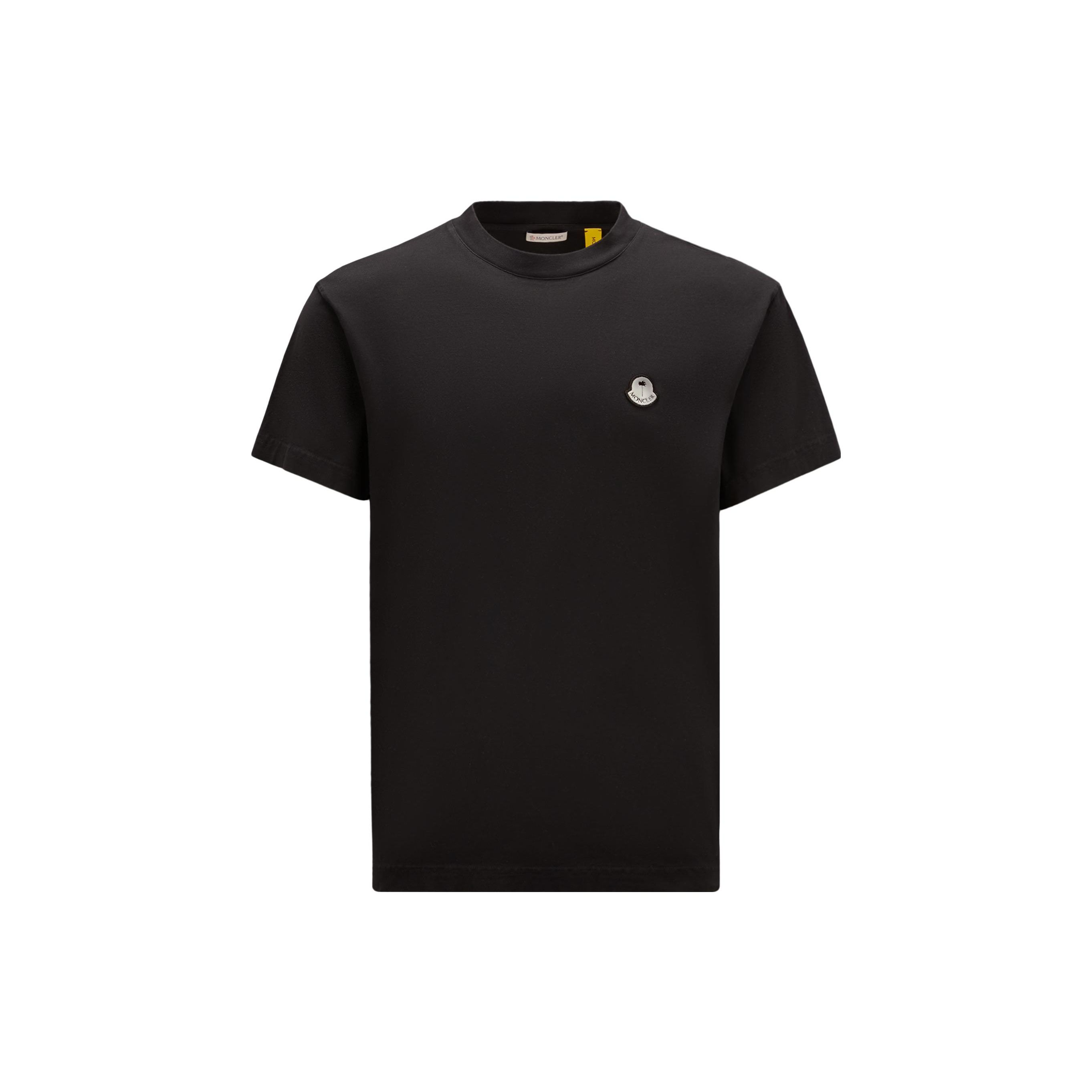 Moncler Genius X Palm Angels Samenwerking FW23 Logo Ontwerp Eenvoudige Gebreide Katoenen T-shirt met Korte Mouwen Unisex Tops Zwart I209L8C00003M3568999 S