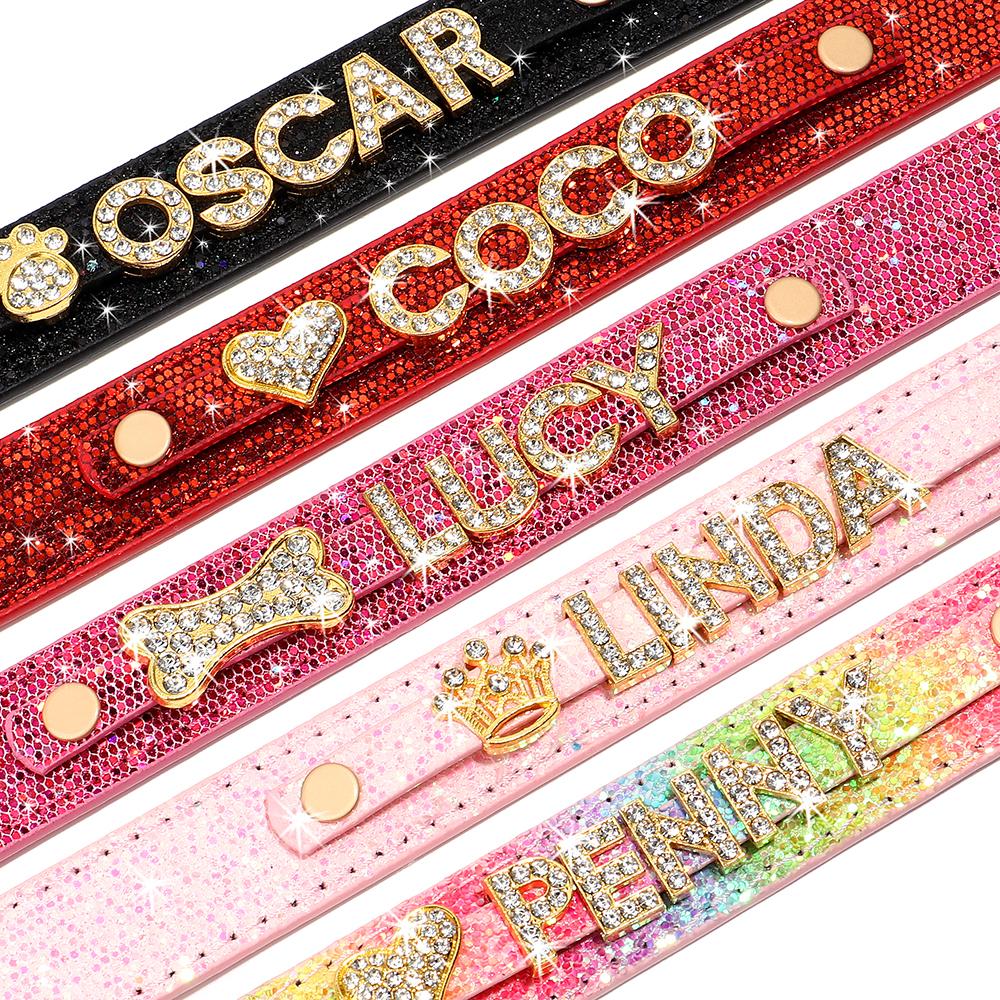 Personlig Små Hunder Chihuahua Halsbånd Bling Rhinestone Hundehalsbånd Gratis Egendefinert Kjæledyr Hunder Katter Navneanheng Kjæledyrtilbehør