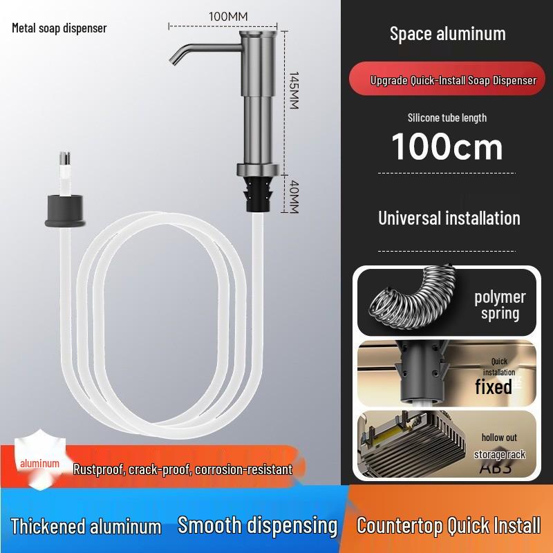 Distributeur de Savon et Détergent de Cuisine Aquarium avec Tube d'Extension