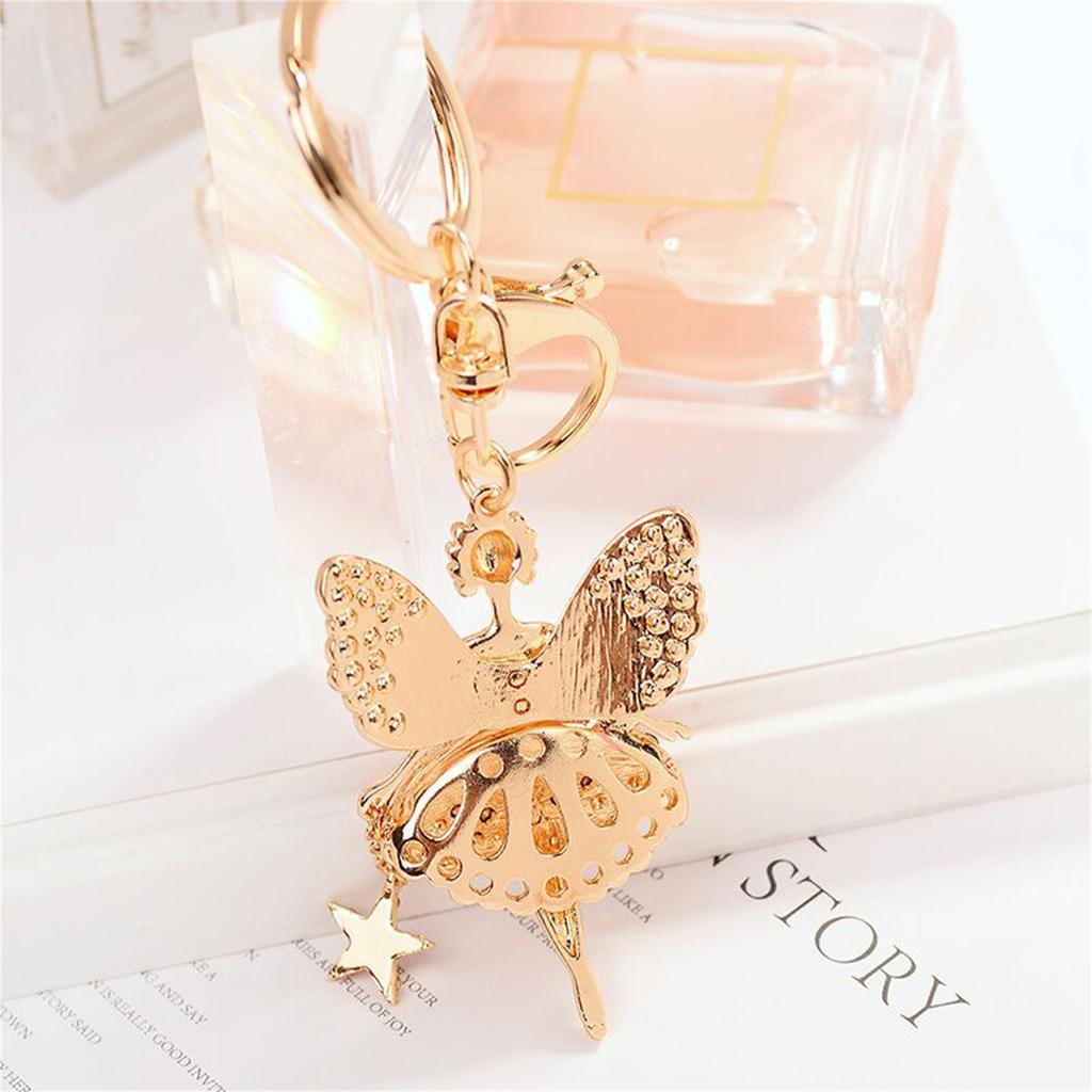 Diamond Studded Ballet Girl Car Keychain Bag Pendant