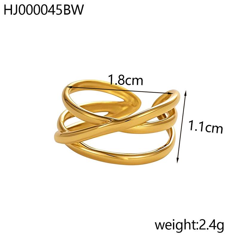 CARLIDANA Personality Simple Stainless Steel Index Finger Ring Fashion Trend Irregular Gold Plated Women Open Ring Jewelry