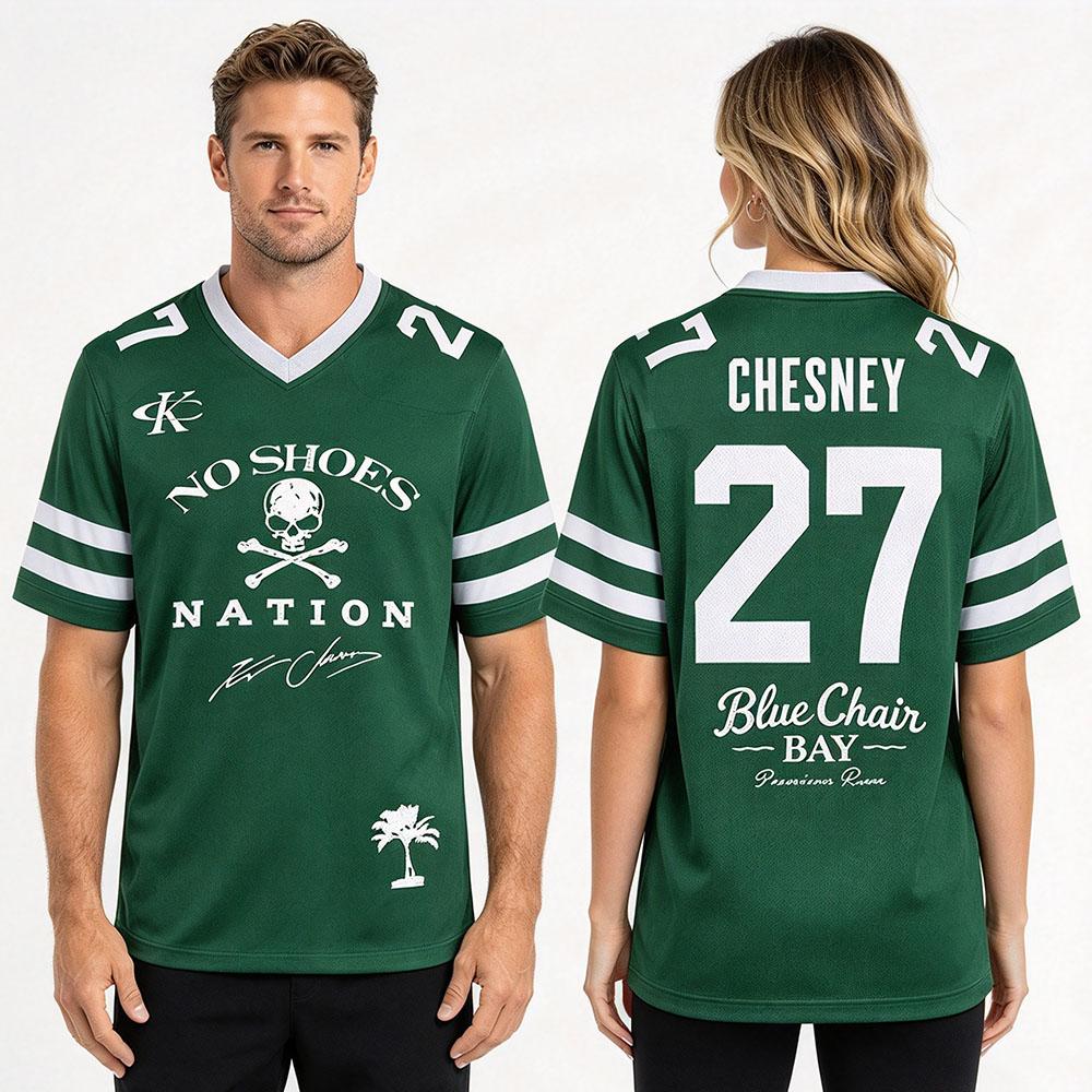 Kenny Chesney The Original Vibe Room Tour 2027 Fußballtrikot V-Ausschnitt Grün Sport-T-Shirt für Herren Damen Vollflächiger Druck Netz-T-Shirts Top