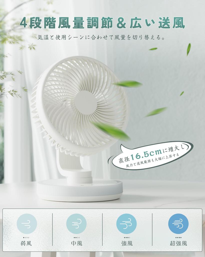 for Night Tillmulya Compact Rechargeable Desk Fan with Automatic 4 Wind Speed Quiet LED Powerful DC Compact USB Mini Desk Fan for and Outdoors [New