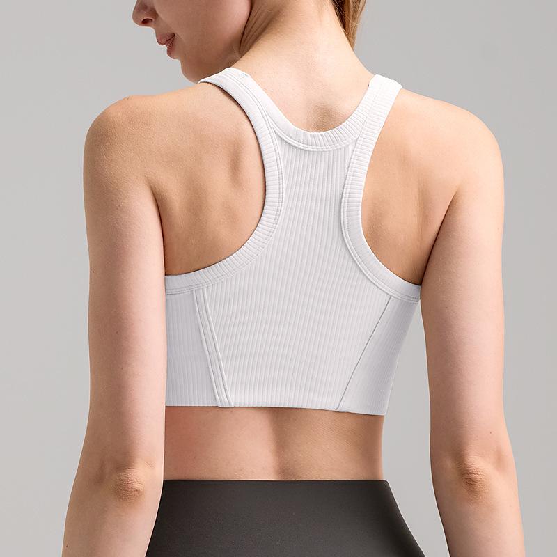 Sutiã Esportivo Feminino à Prova de Choque e Secagem Rápida: Top Fitness Canelado, Absorvente de Suor, para Treino de Yoga