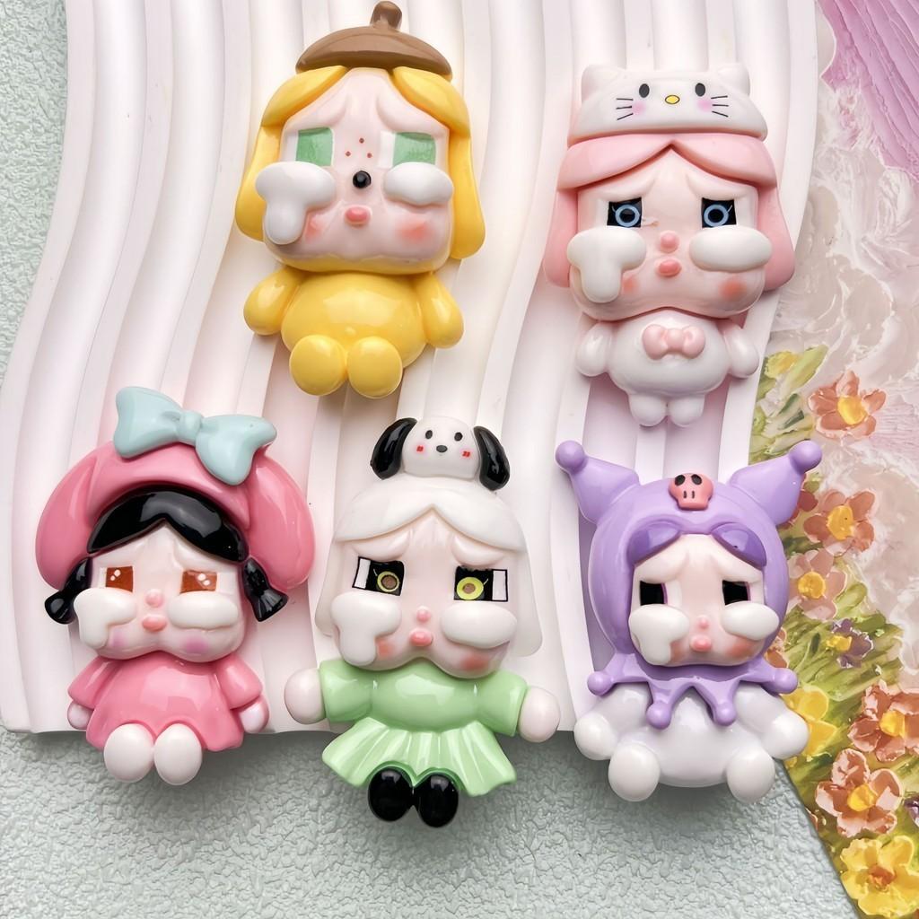 Cute Pink Crying Girl Resin Diy Craft Supplies For Phone Case And Shoe Decoration