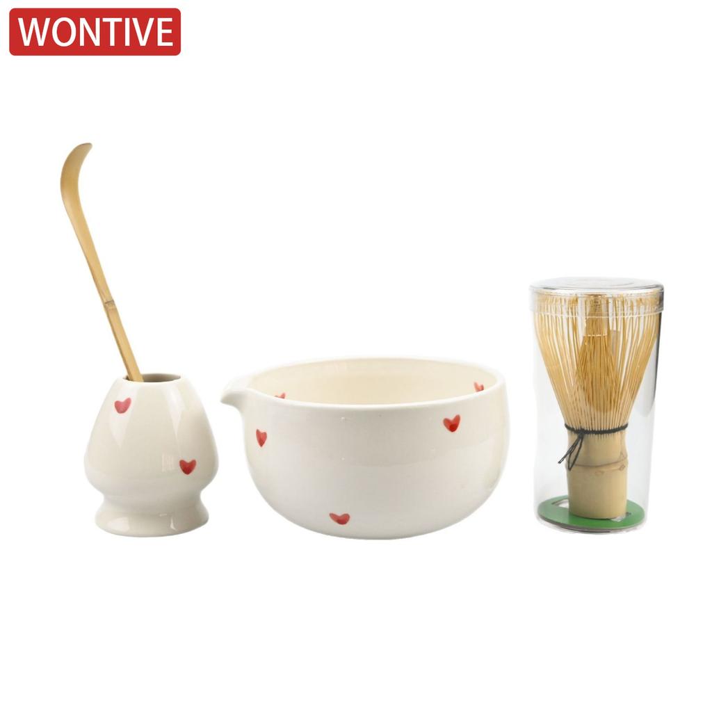 4/5/6 Stück Sets von herzförmigen Matcha-Schalen und Matcha-Schlägern, Japanische frische Matcha-Werkzeug-Sets und Matcha-Schalen